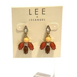 Lee Angel Gold and Orange Statement Earrings
